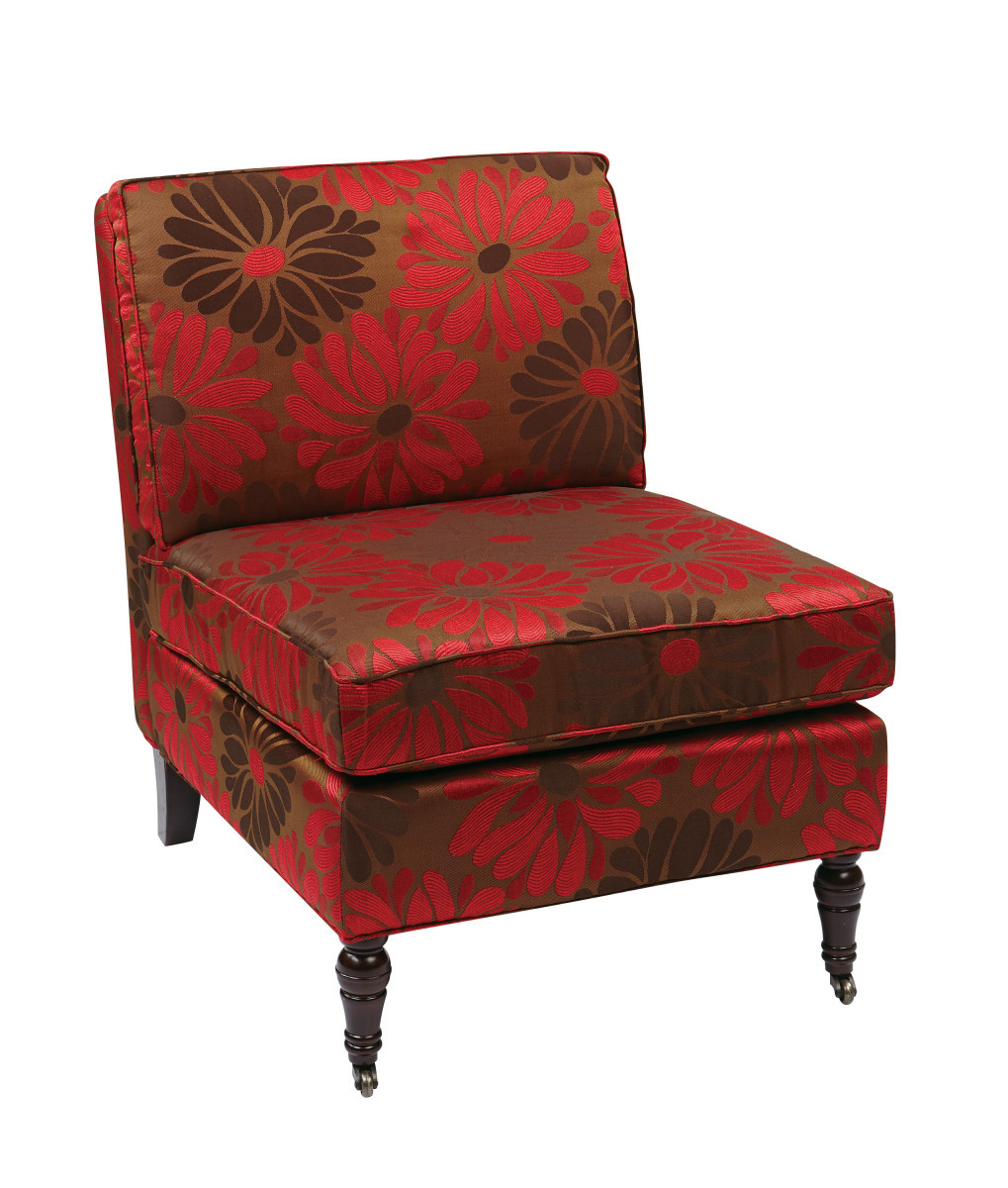 Madrid Accent Chair with Groovy Red Fabric and Espesso ...