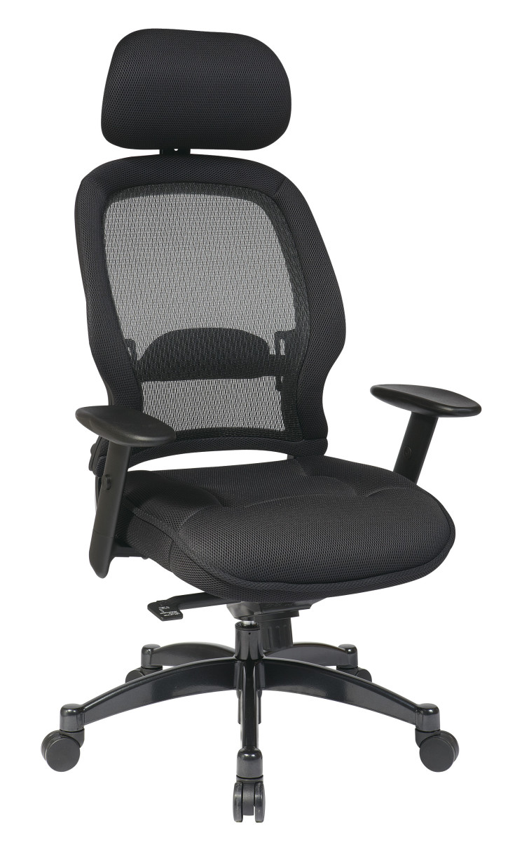 Professional Deluxe Black Breathable Mesh Back Chair with Adjustable