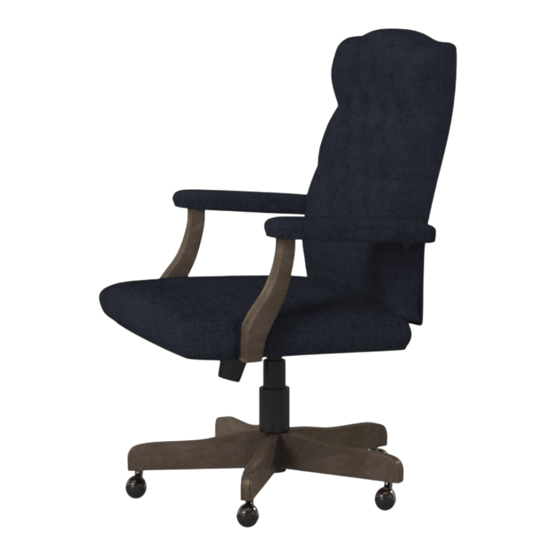 BOSS Executive Navy Commercial Grade Linen Chair With Driftwood Finish Frame