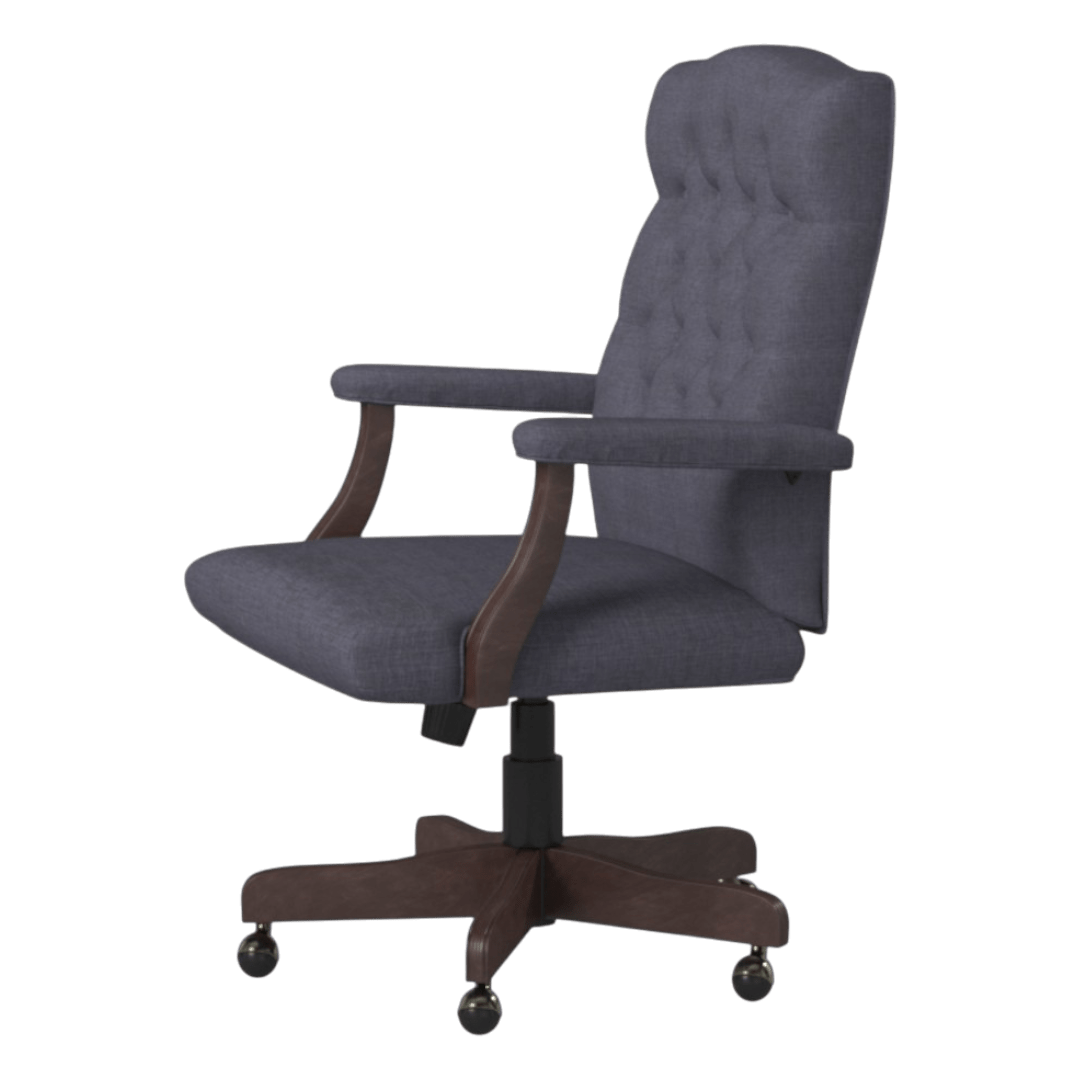 BOSS Executive Slate Grey Commercial Grade Linen Chair With Driftwood Finish Frame