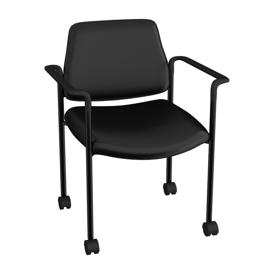 Boss Square Back  Diamond Stacking Chair W/Arm In Black Caressoft - Image 5