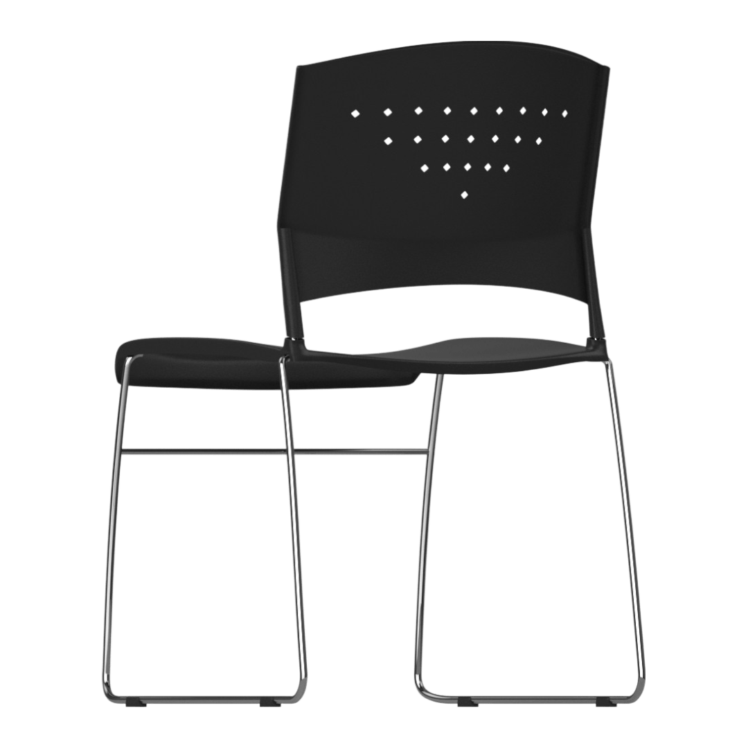 Boss Black Stack Chair With Chrome Frame, 1Pc Pack - Image 4