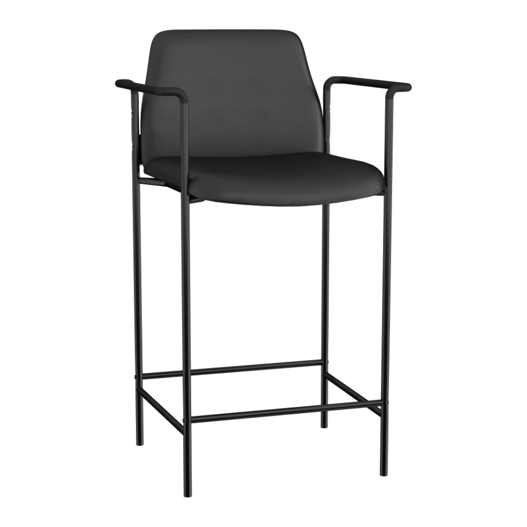 Boss Square Back Diamond Stool W/Arm In Black Caressoft