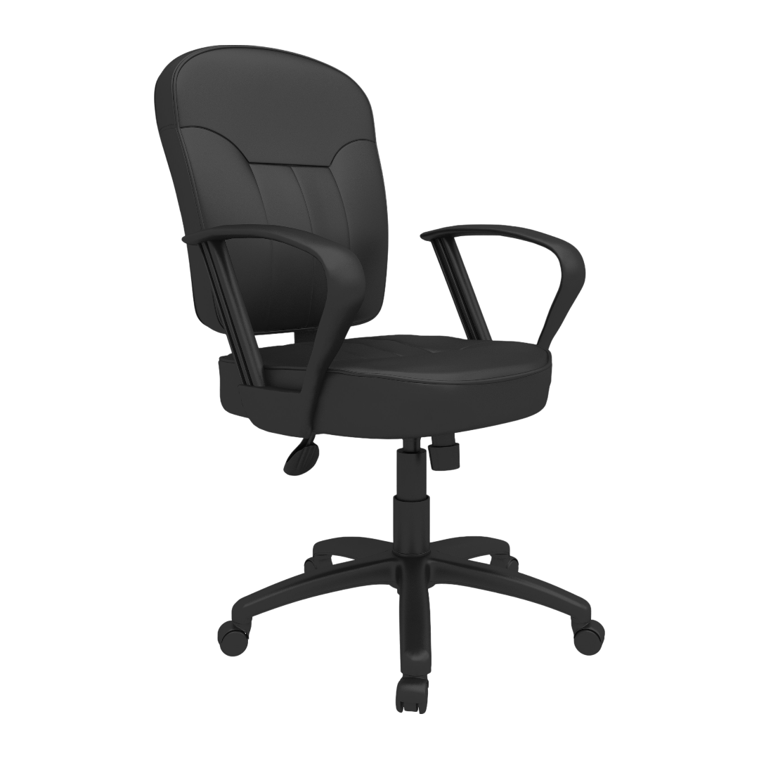 Boss Black Leather Task Chair W/ Loop Arms - Image 4