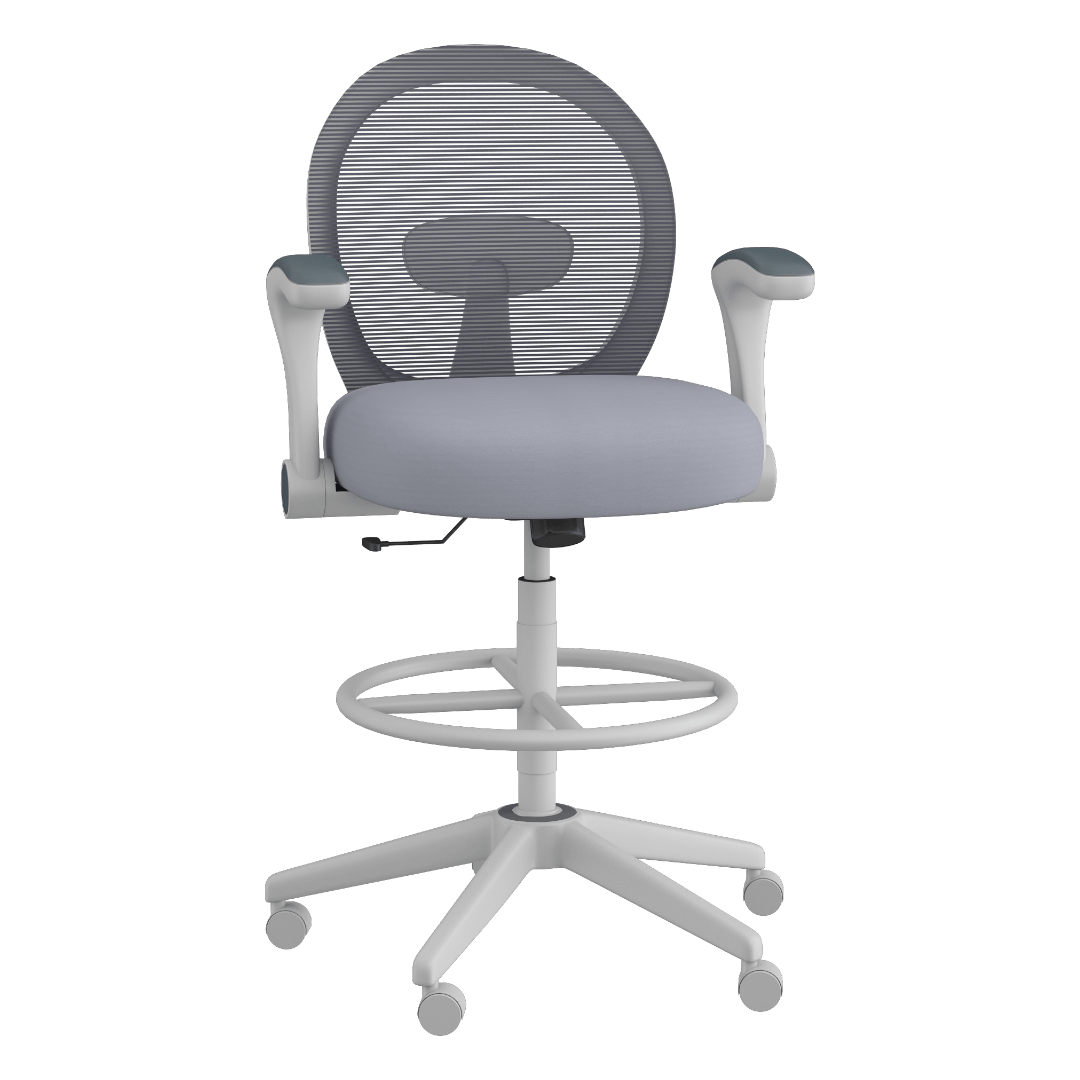 Boss Grey Mesh, Flip Arm, Task Chair, White Frame - Image 4