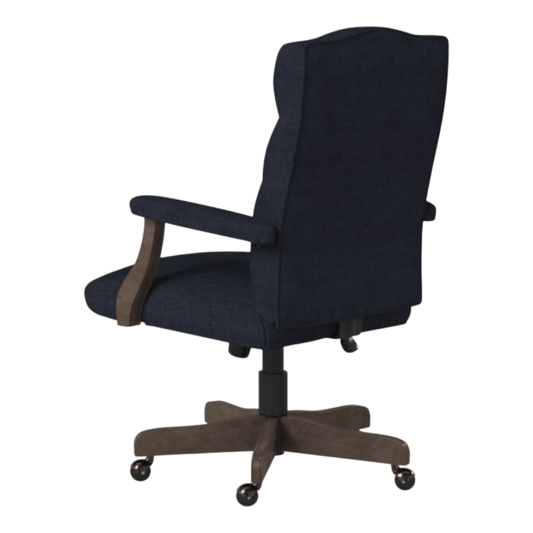 BOSS Executive Navy Commercial Grade Linen Chair With Driftwood Finish Frame