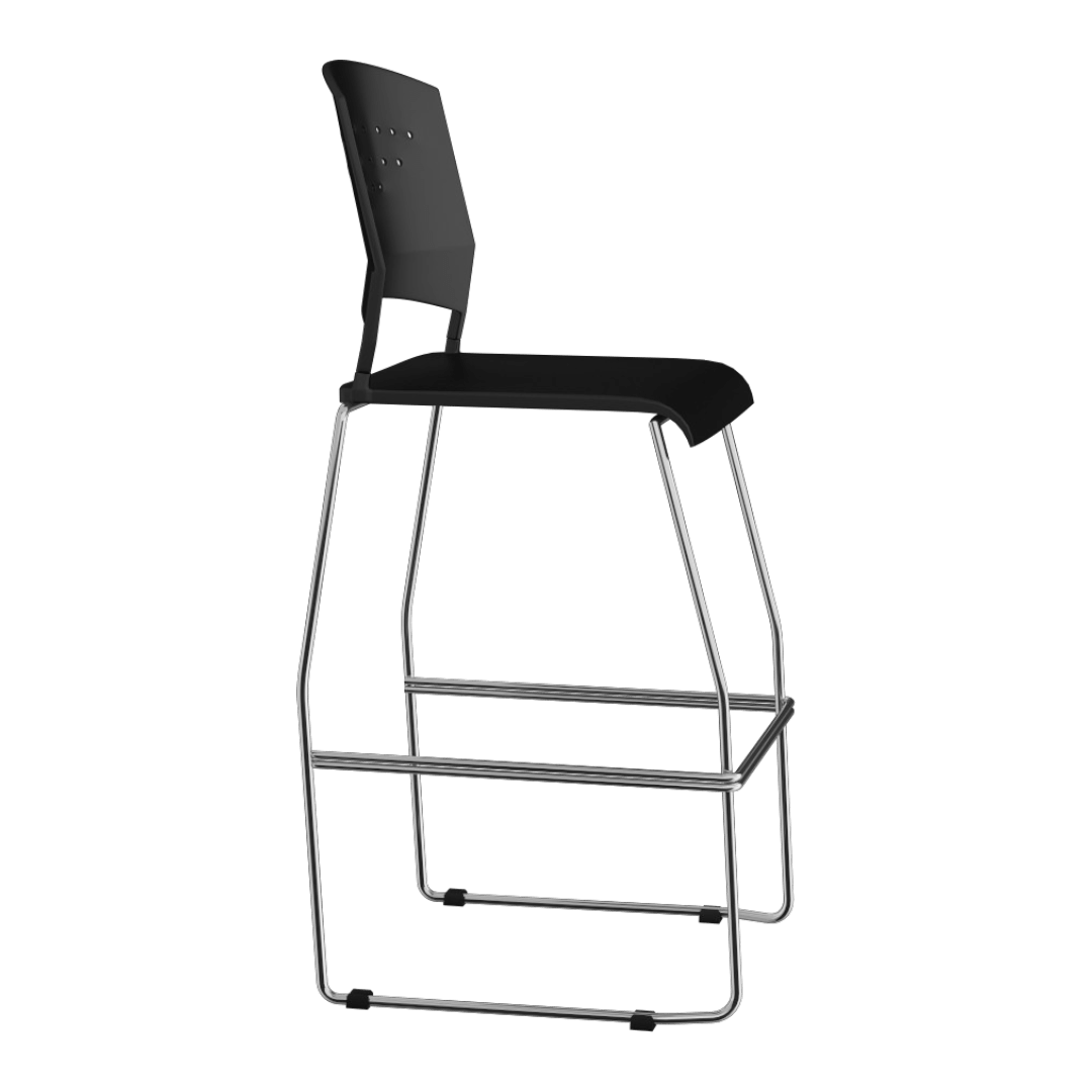 Boss Black Stool With Chrome Frame