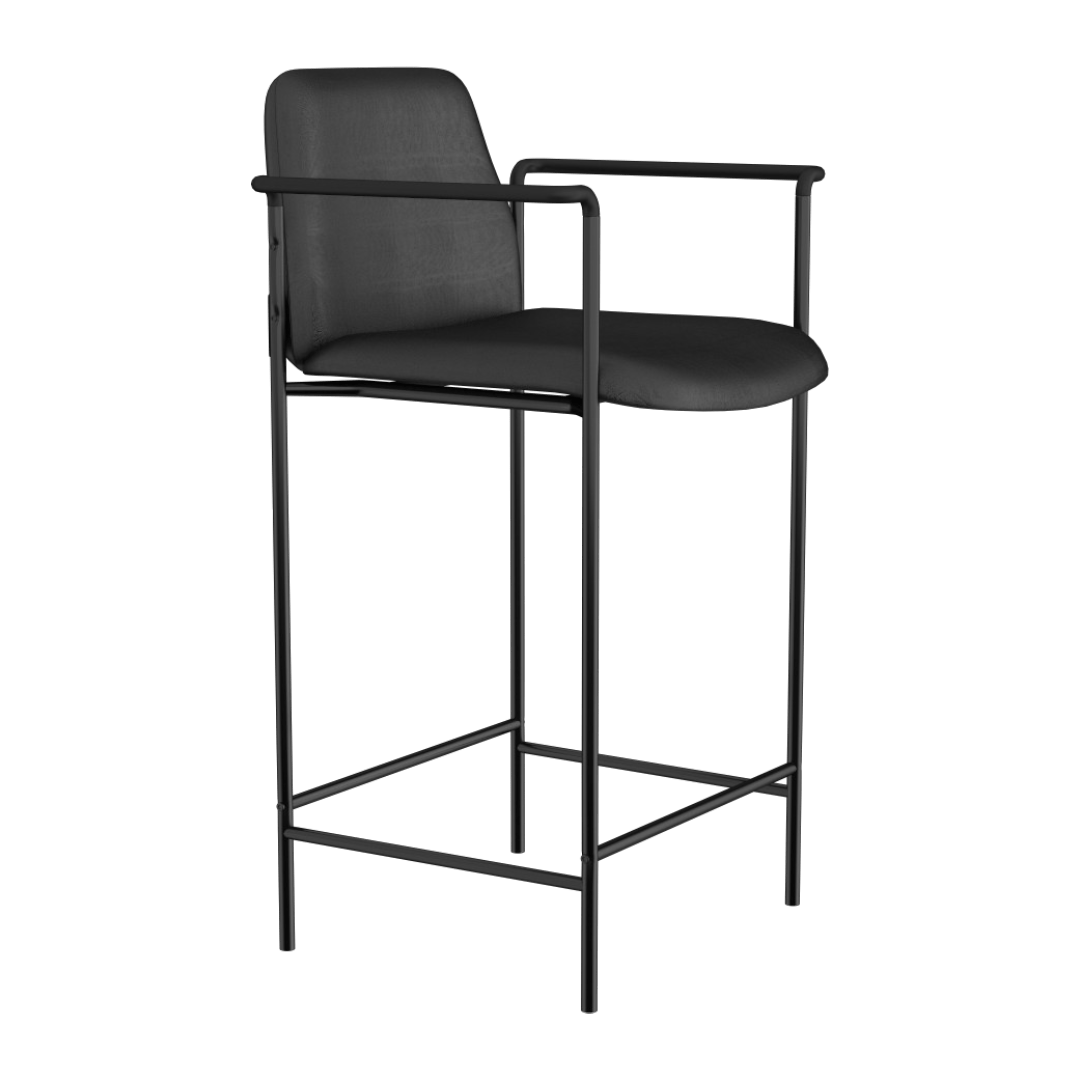 Boss Square Back Diamond Stool W/Arm In Black Caressoft