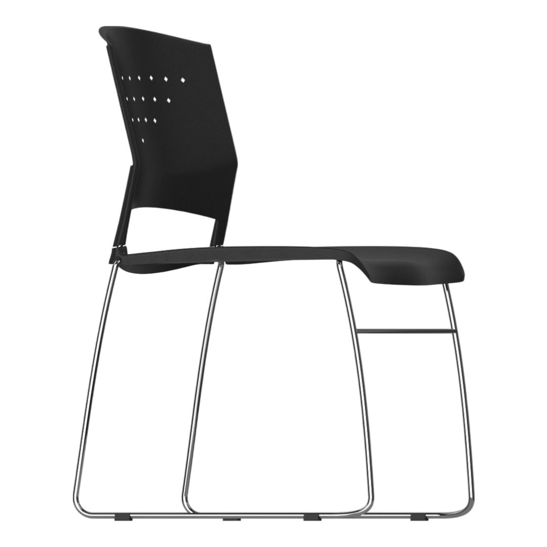 Boss Black Stack Chair With Chrome Frame, 1Pc Pack - Image 3