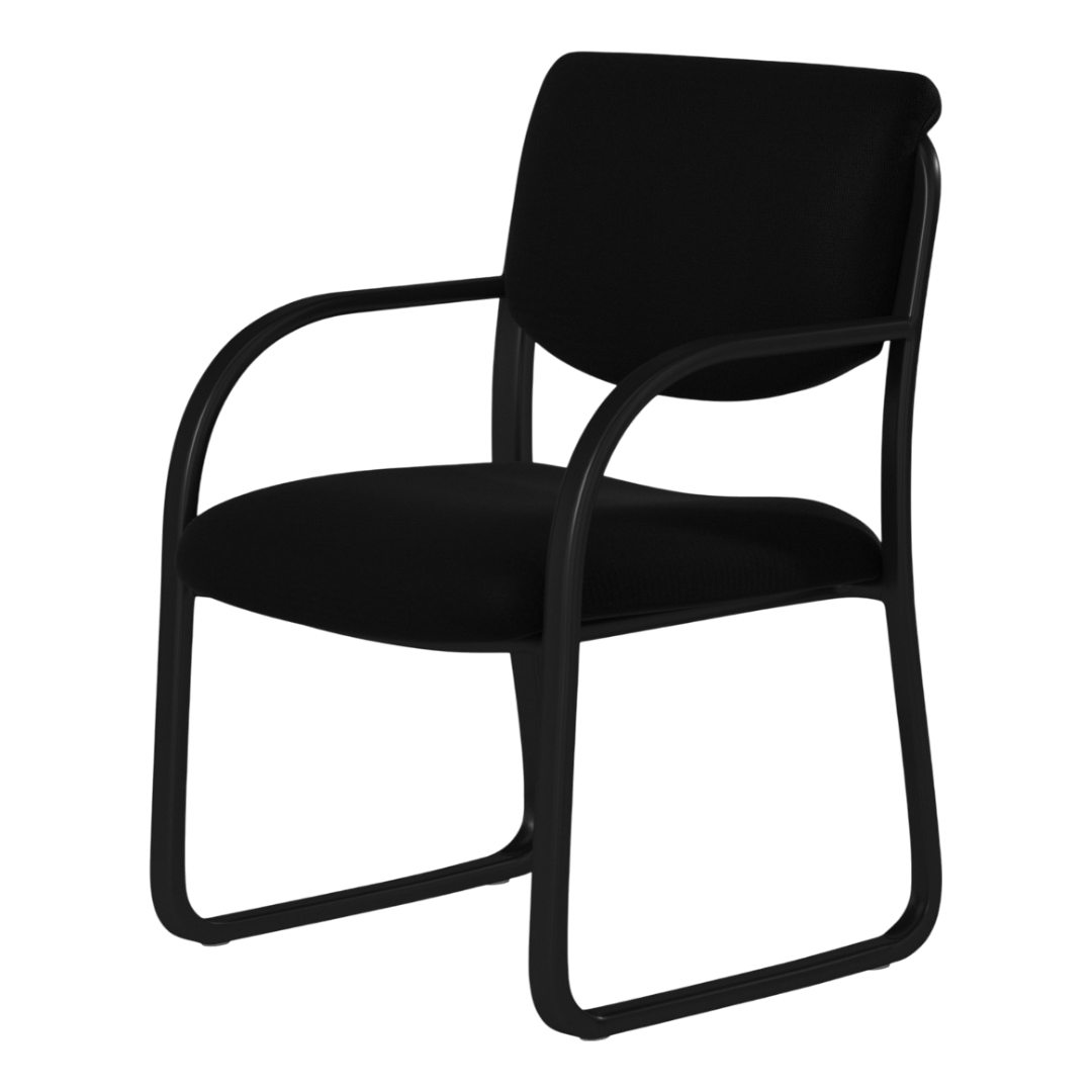 Boss Leather Sled Base Side Chair, Black