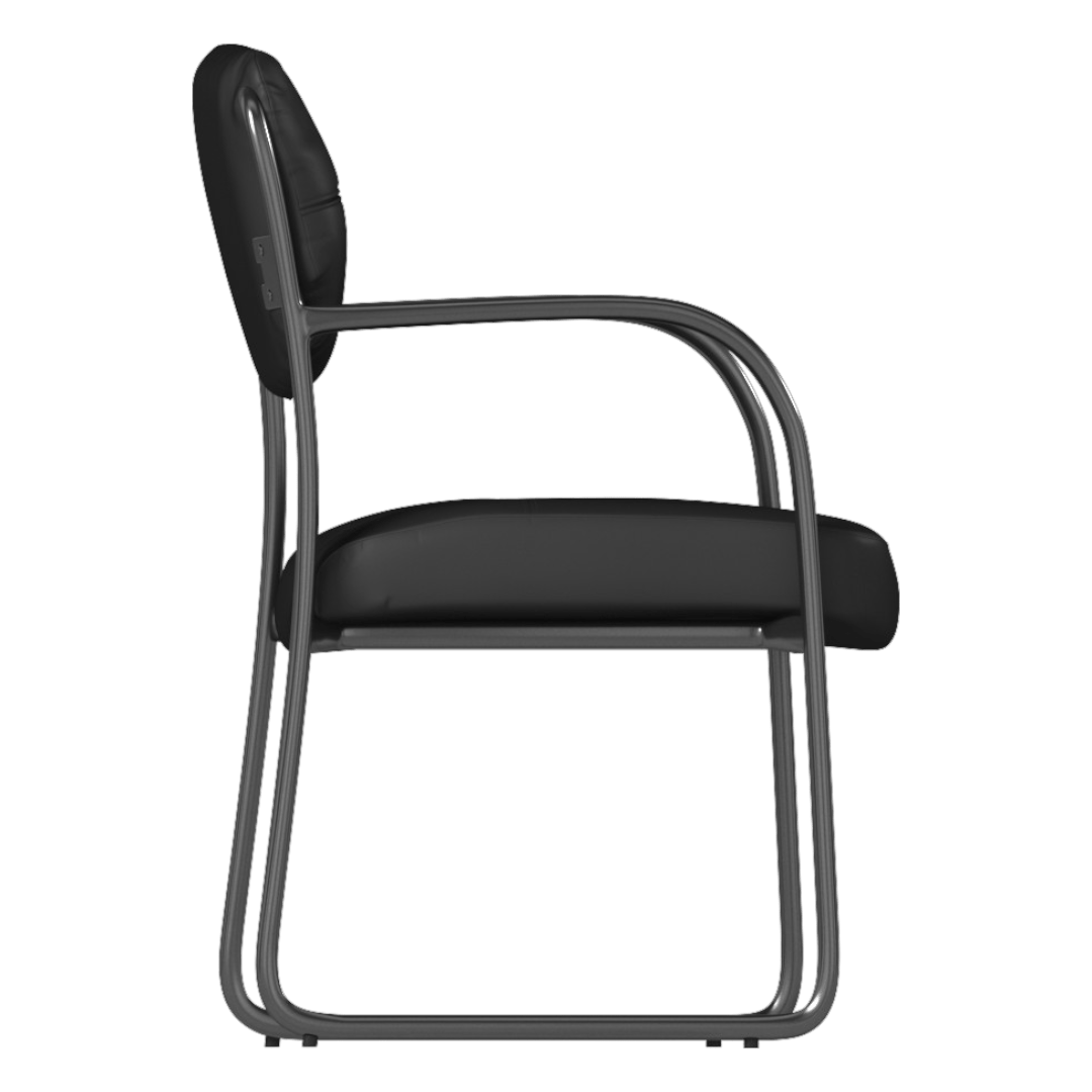 Boss Leather Sled Base Side Chair, Black - Image 5