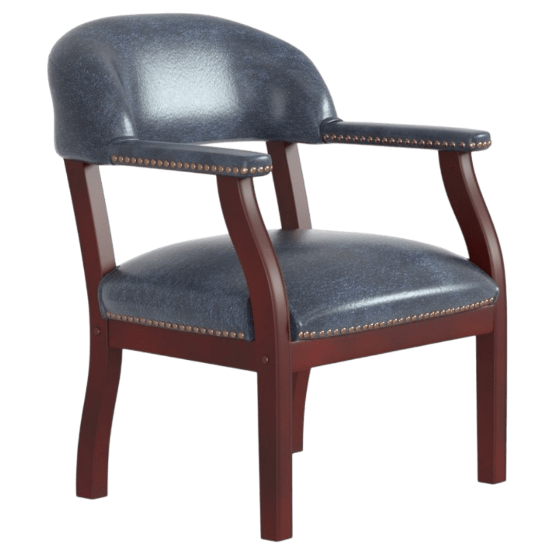 Boss Modern Captain's guest, accent or dining chair in Slate Grade Commercial Grade Linen With Casters
