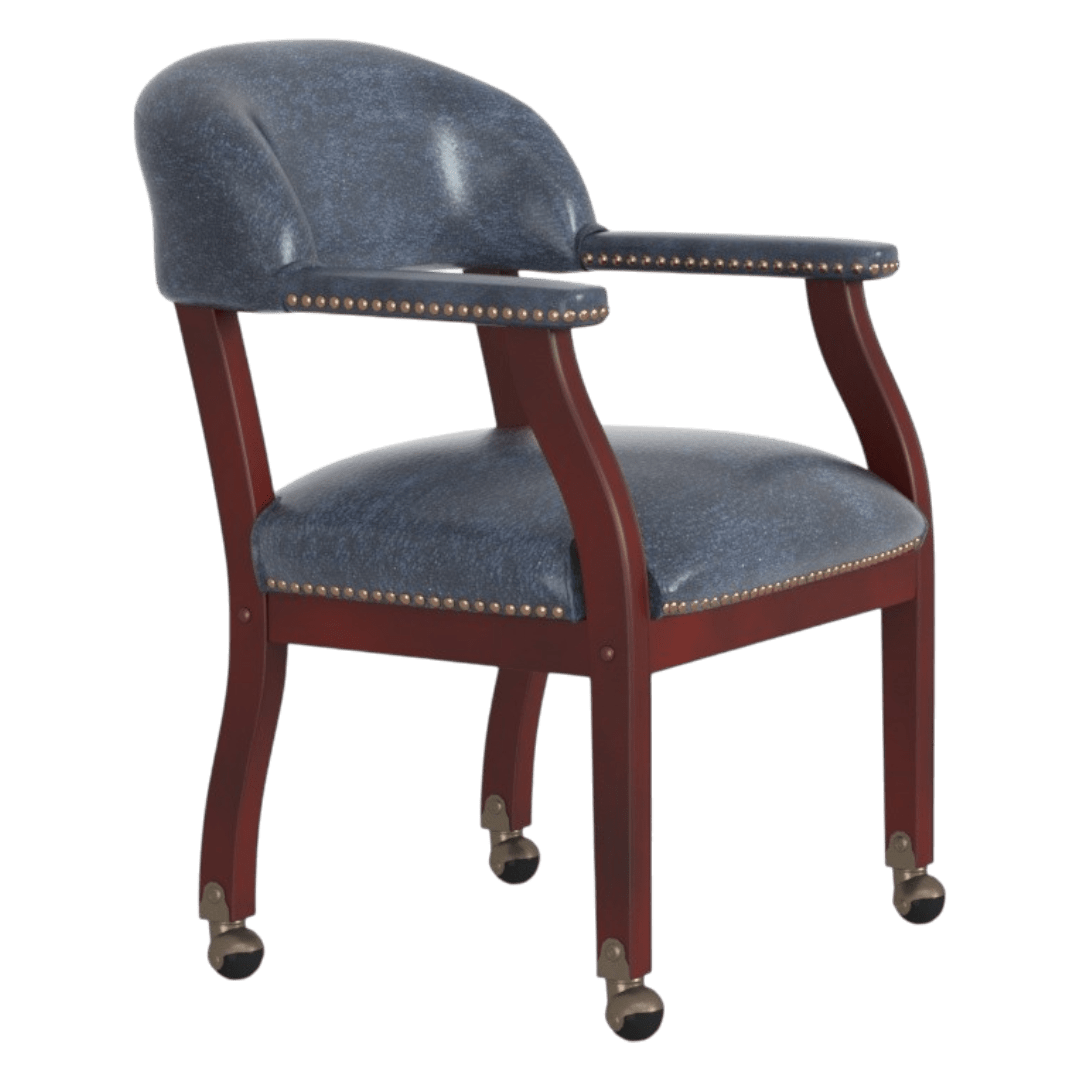 Boss Captain's guest, accent or dining chair in Blue Vinyl W/ Casters