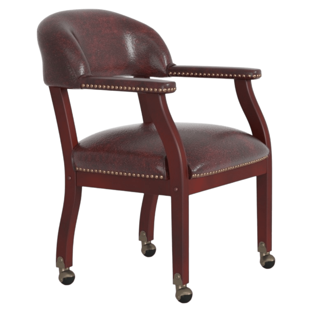 Boss Captain's guest, accent or dining chair in Burgundy Vinyl W/ Casters