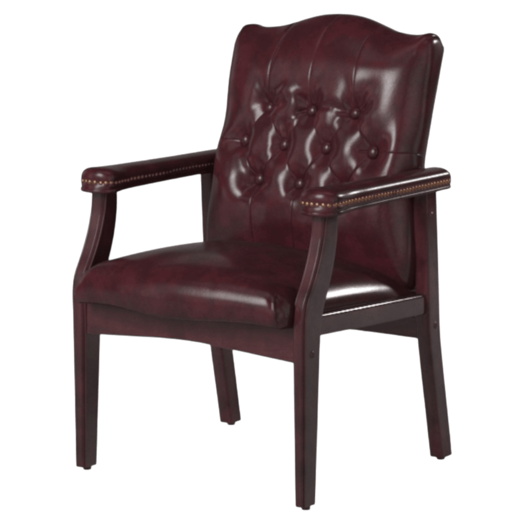 Boss Traditional Oxblood Vinyl guest, accent or dining chair W/ Mahogany Finish - Image 4