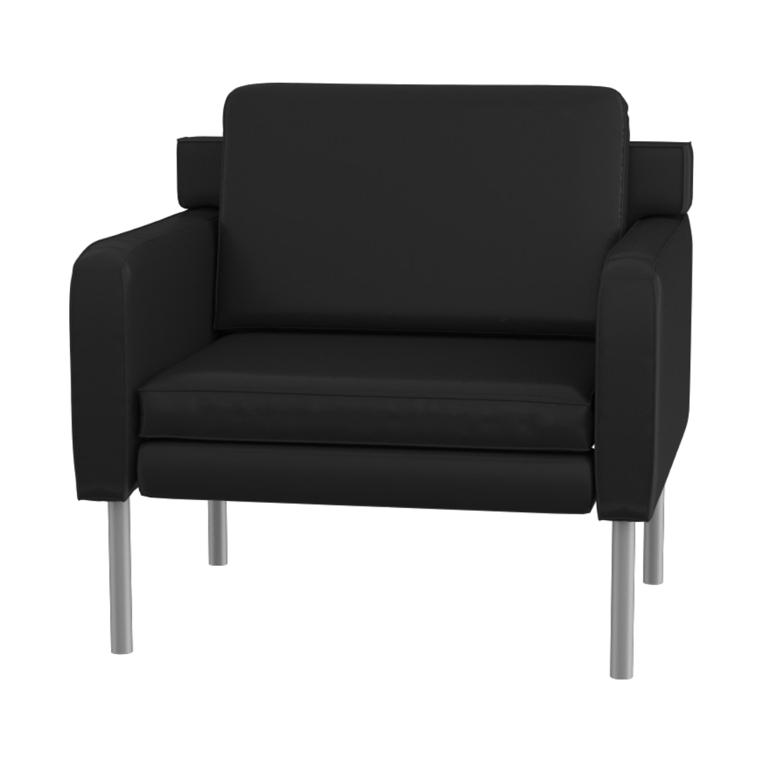 Boss Leather Sled Base Side Chair, Grey