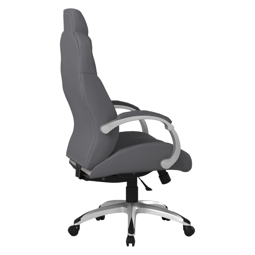 Boss High Back Executive Wood Finished Chair, Grey - Image 5