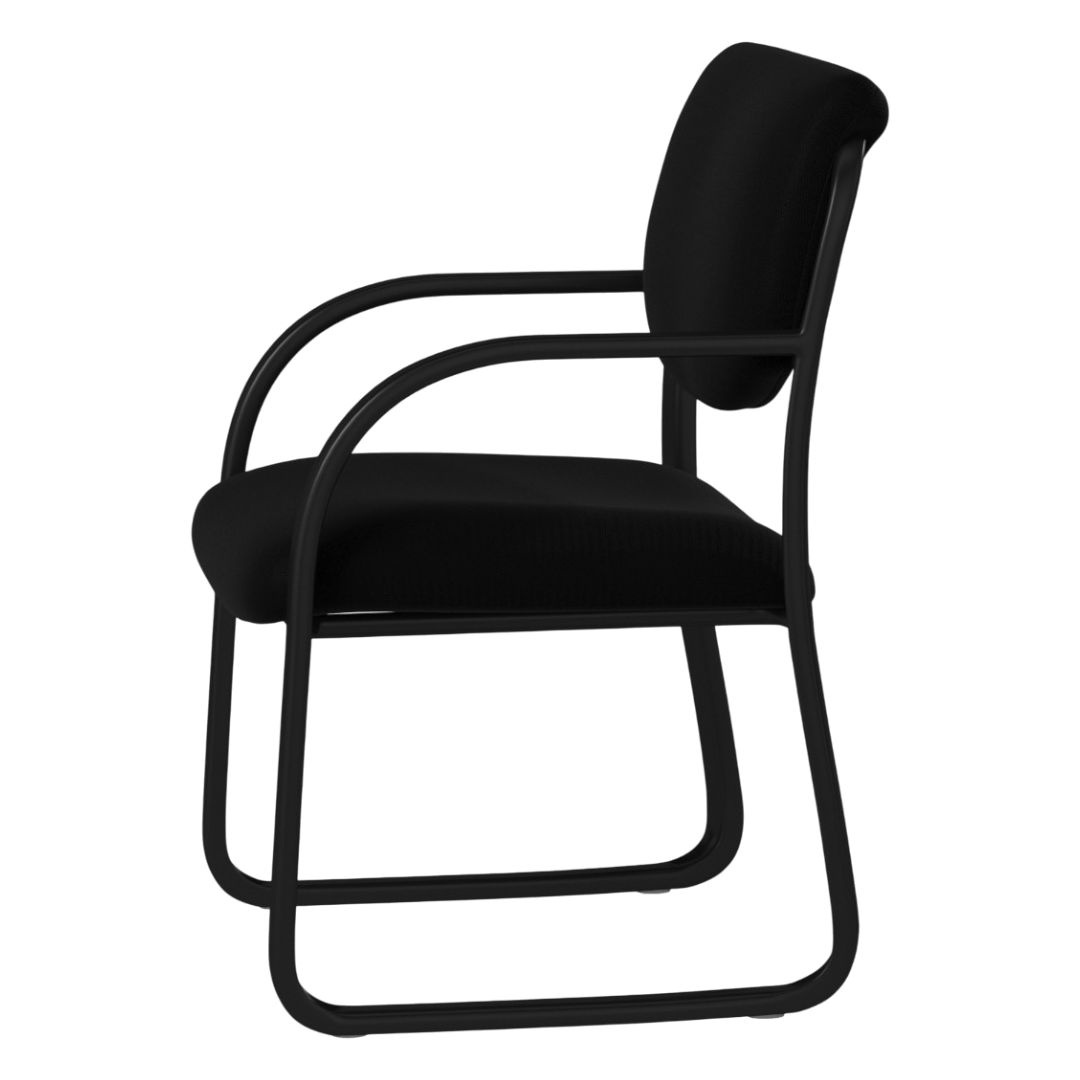Boss Leather Sled Base Side Chair, Black