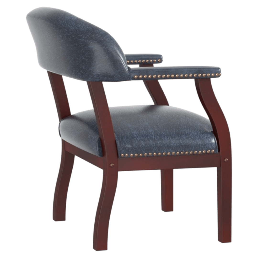 Boss Modern Captain's guest, accent or dining chair in Slate Grade Commercial Grade Linen With Casters