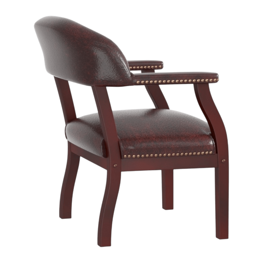 Boss Modern Captain's guest, accent or dining chair in Slate Grade Commercial Grade Linen With Casters