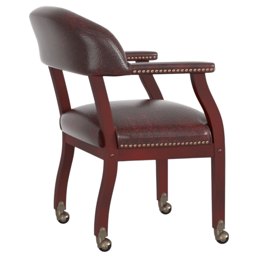Boss Captain's guest, accent or dining chair in Burgundy Vinyl W/ Casters
