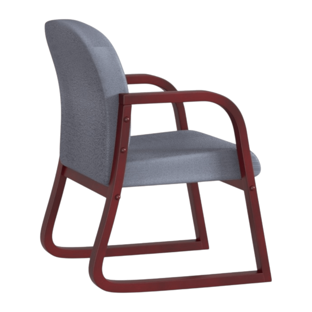 Boss Mahogany Frame guest, accent or dining chair in Grey Fabric
