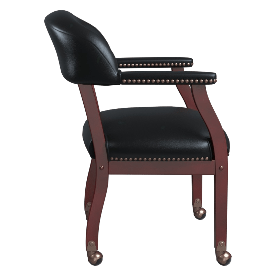 Boss Captain's guest, accent or dining chair in Black Vinyl W/ Casters