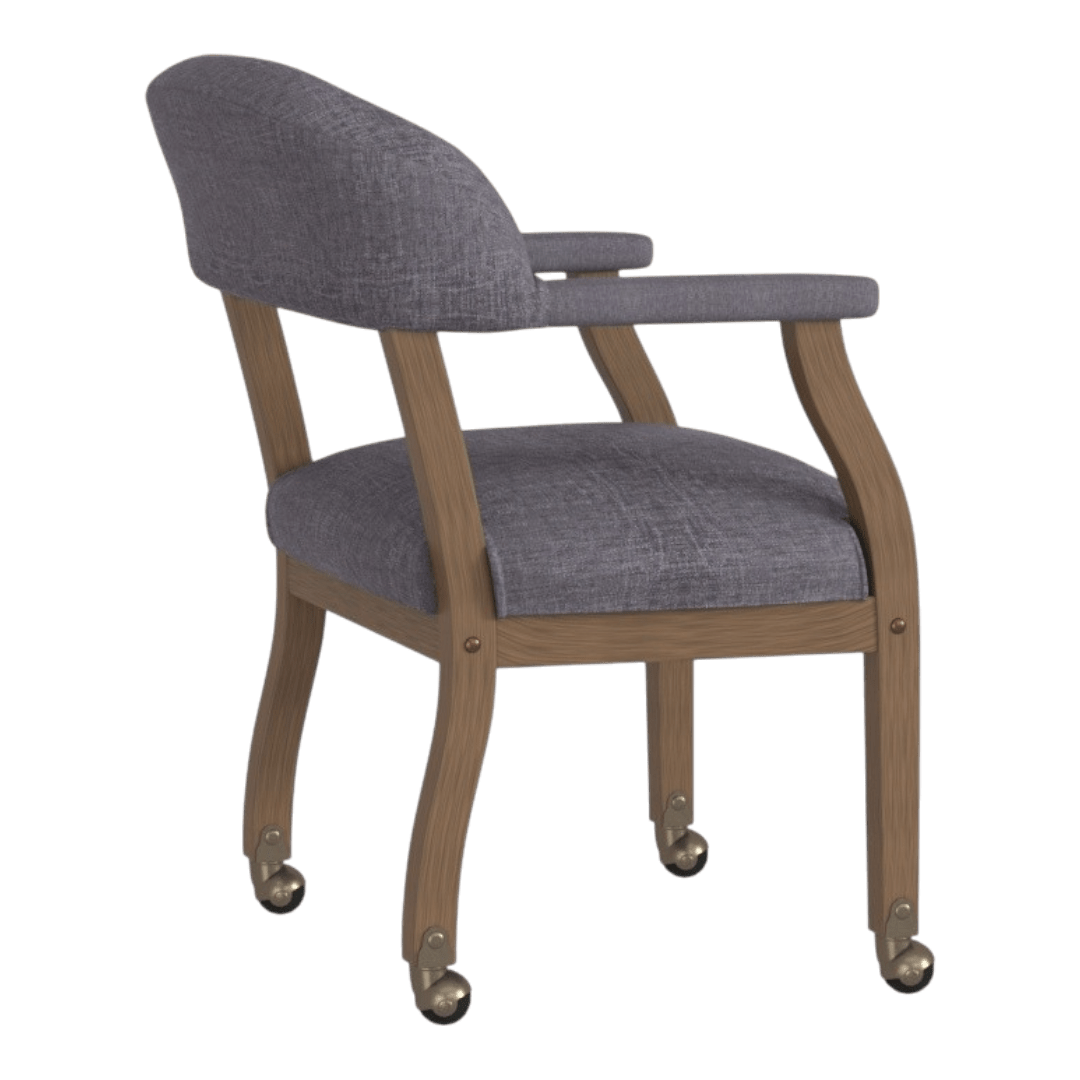 Boss Modern Captain's guest, accent or dining chair in Slate Grade Commercial Grade Linen With Casters
