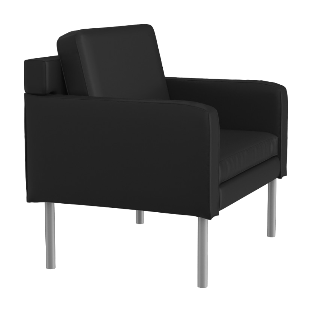 Boss Leather Sled Base Side Chair, Grey