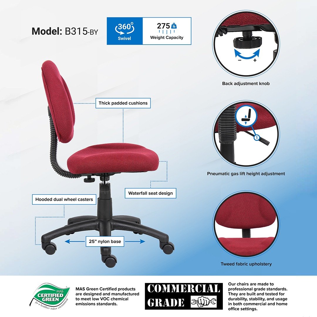 Boss Burgundy  Deluxe Posture Chair - Image 7