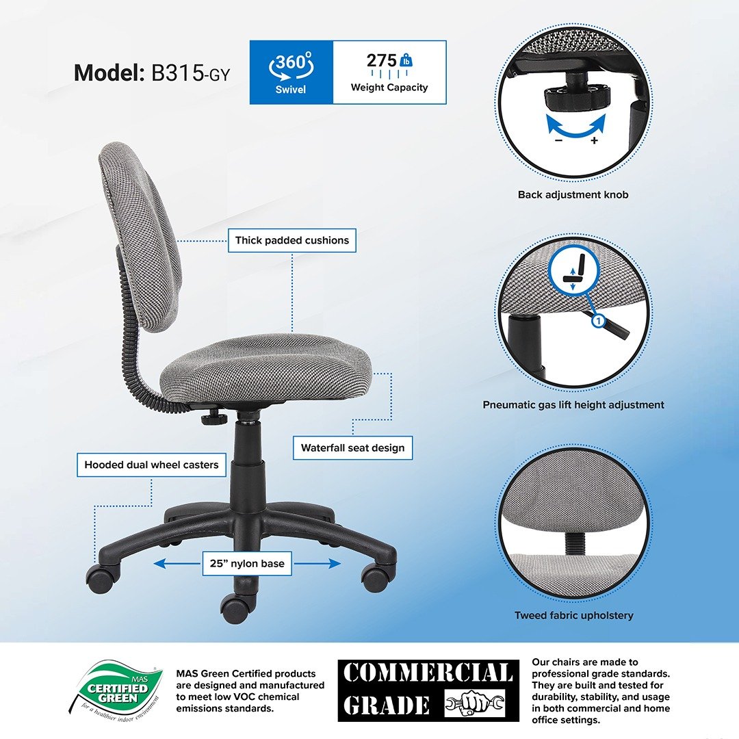 Boss Grey  Deluxe Posture Chair - Image 6