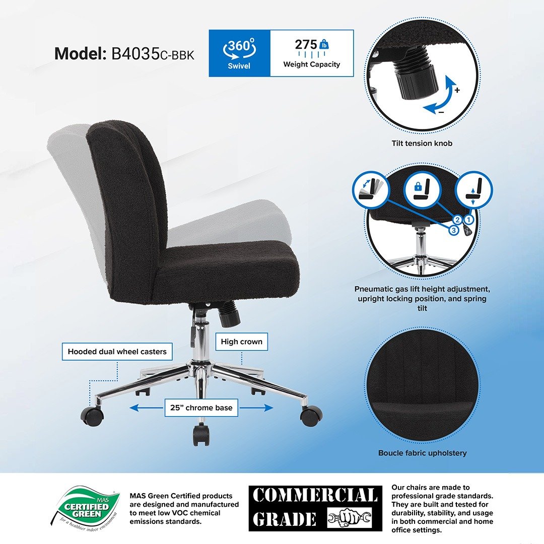 Boss Boucle Task Chair, Black - Image 7