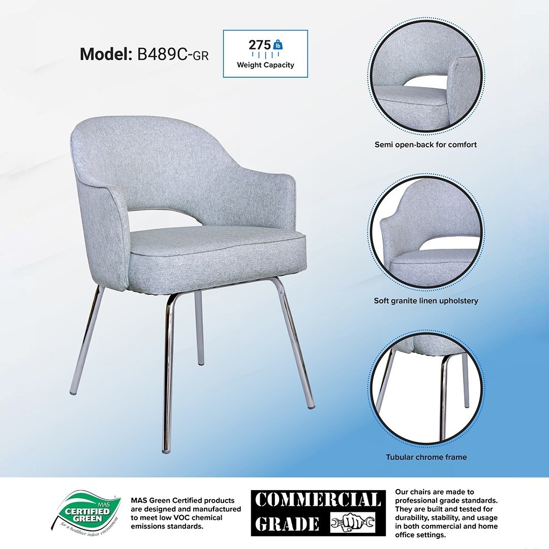 Grey Linen Guest Chair