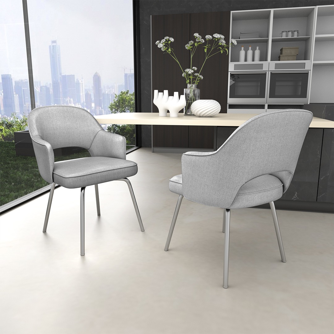 Grey Linen Guest Chair