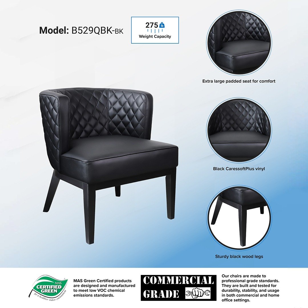 Boss Ava Quilted guest, accent or dining chair – Black
