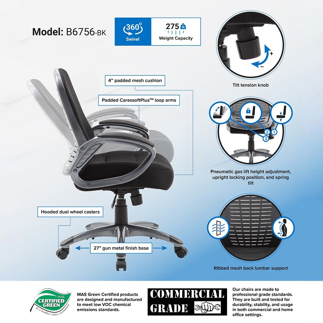 Boss Ribbed High Back Mesh Chair