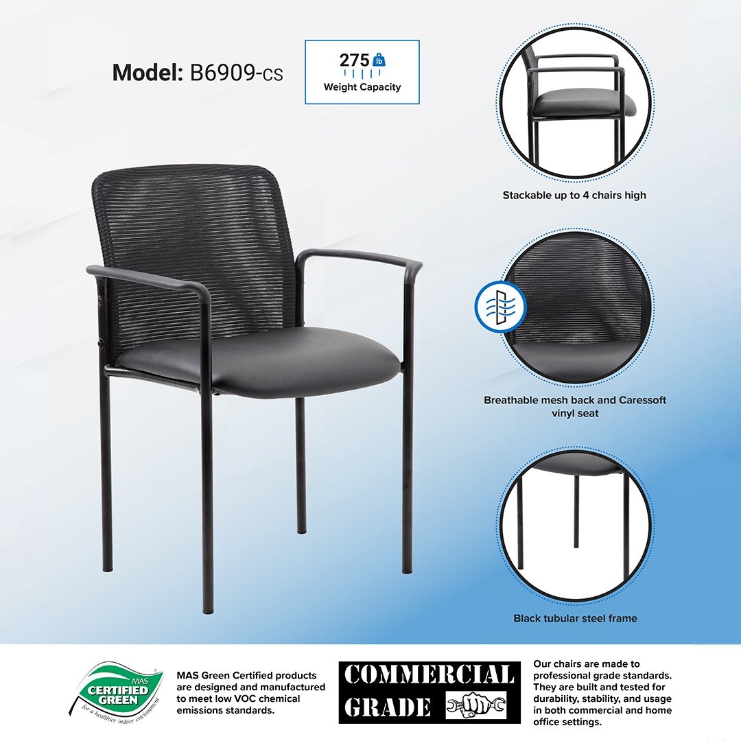 Boss Stackable Mesh Guest Chair – black