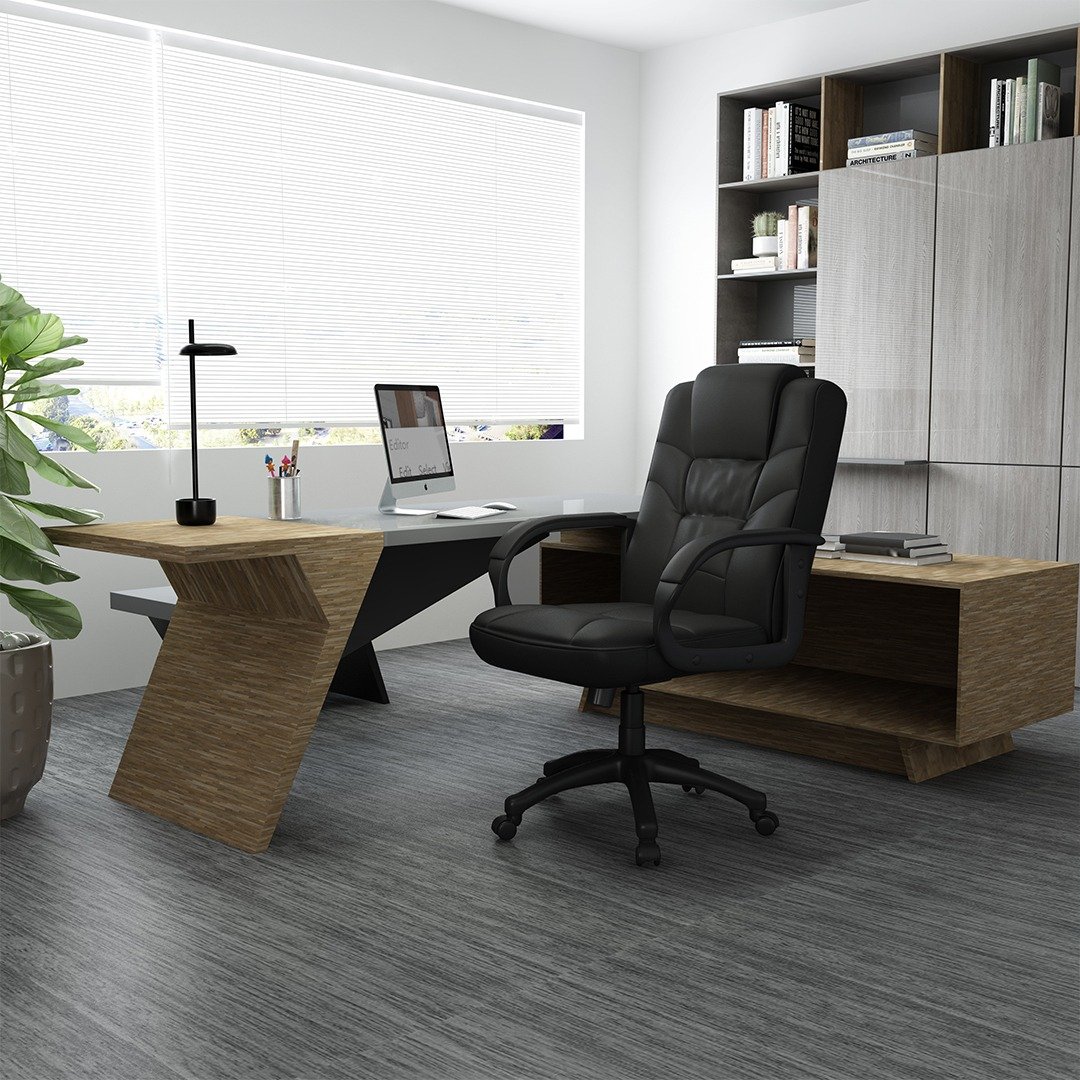 Boss Executive Leather Plus Chair W/Padded Arm
