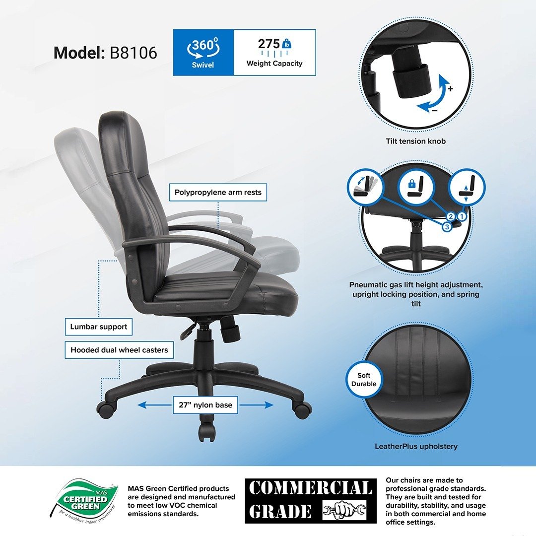 Boss Mid Back Fabric Guest Chair In Black