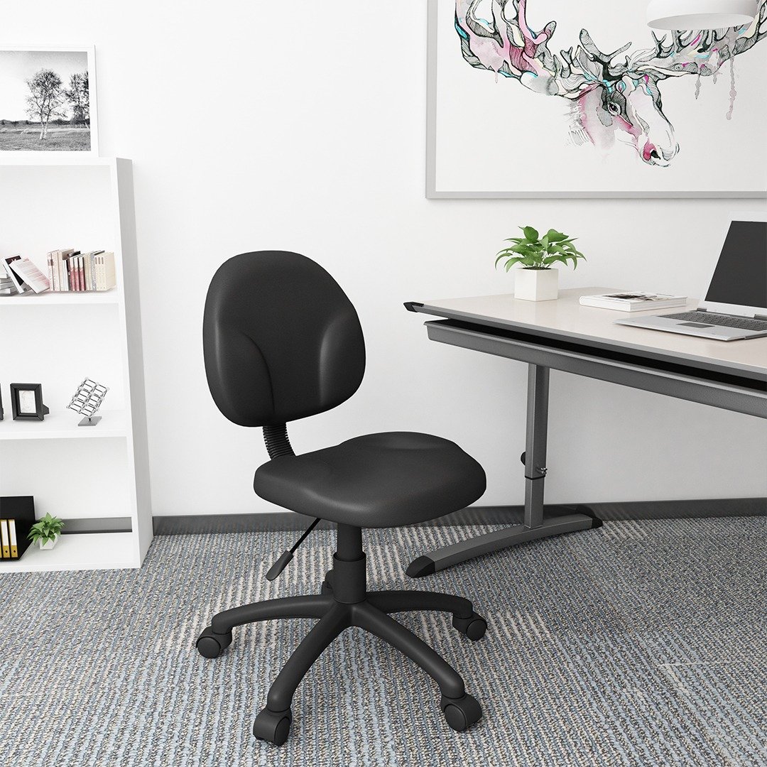 Boss Diamond Task Chair In Black Antimicrobial Vinyl