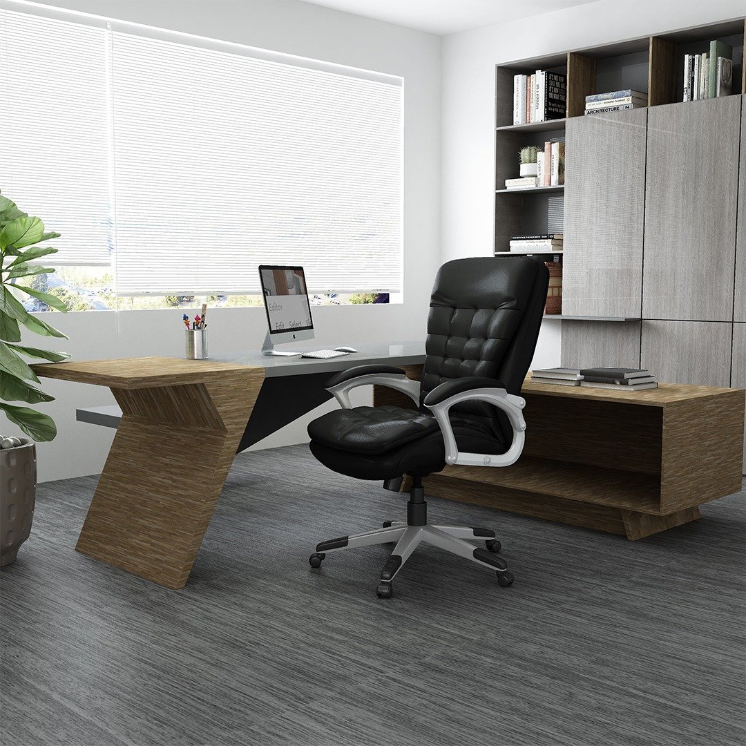 Boss High Back Executive Chair With Pewter Finished Base/Arms
