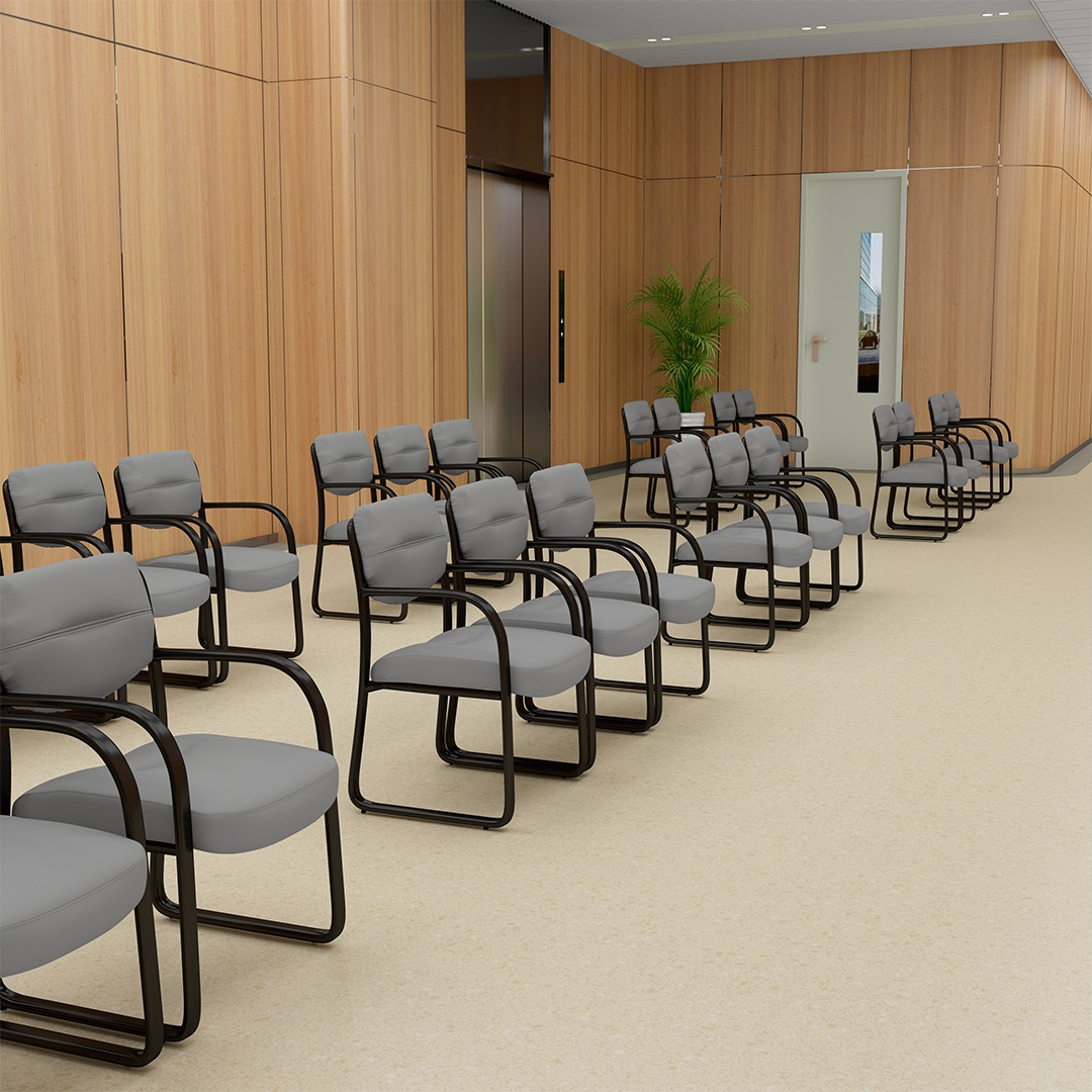 Boss Leather Sled Base Side Chair, Grey - Image 2