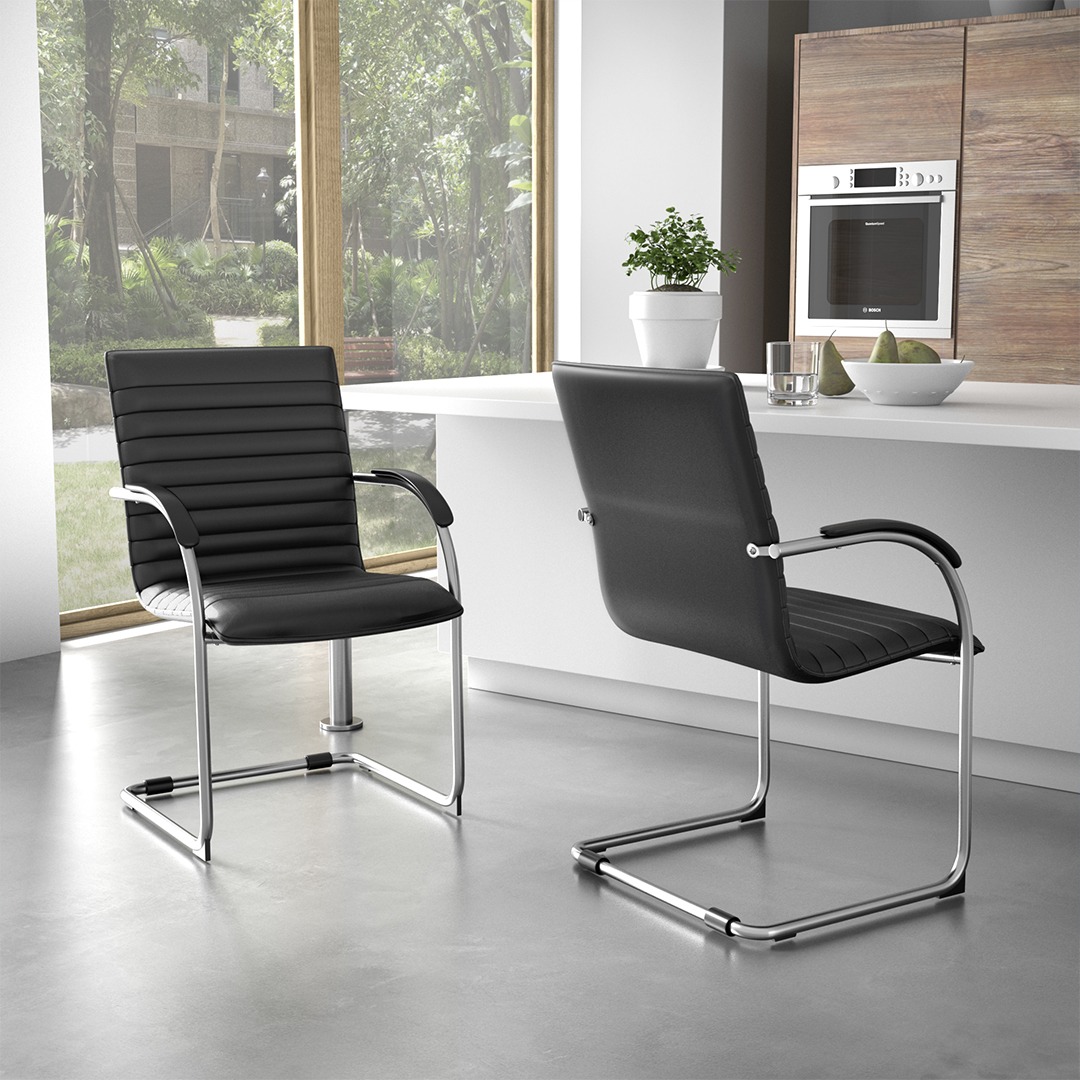 Boss Chrome Frame, Black Vinyl Side Chair, 2 pack - Image 8