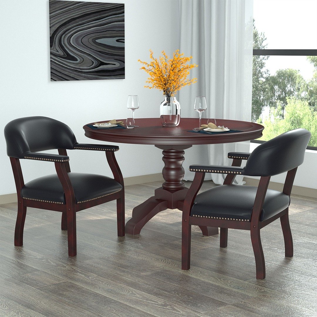 Boss Modern Captain's guest, accent or dining chair in Slate Grade Commercial Grade Linen With Casters