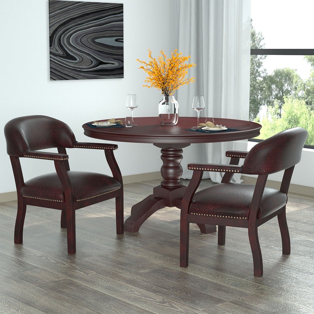 Boss Modern Captain's guest, accent or dining chair in Slate Grade Commercial Grade Linen With Casters