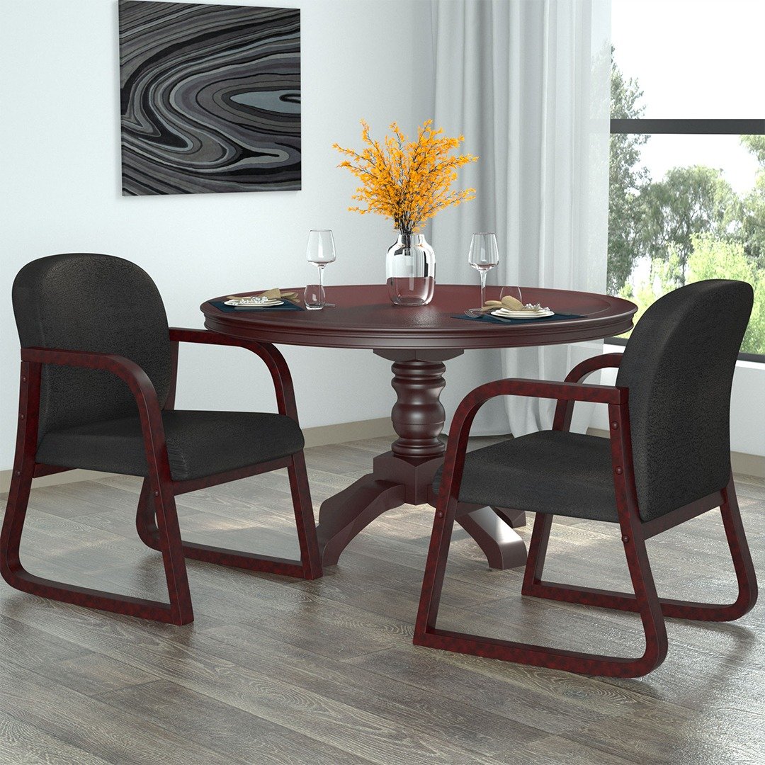 Boss Mahogany Frame guest, accent or dining chair In Black Fabric