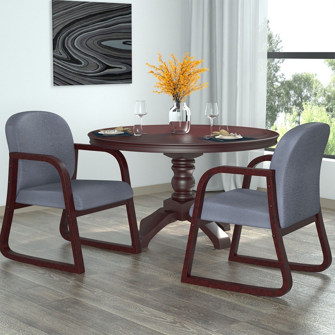 Boss Mahogany Frame guest, accent or dining chair in Grey Fabric