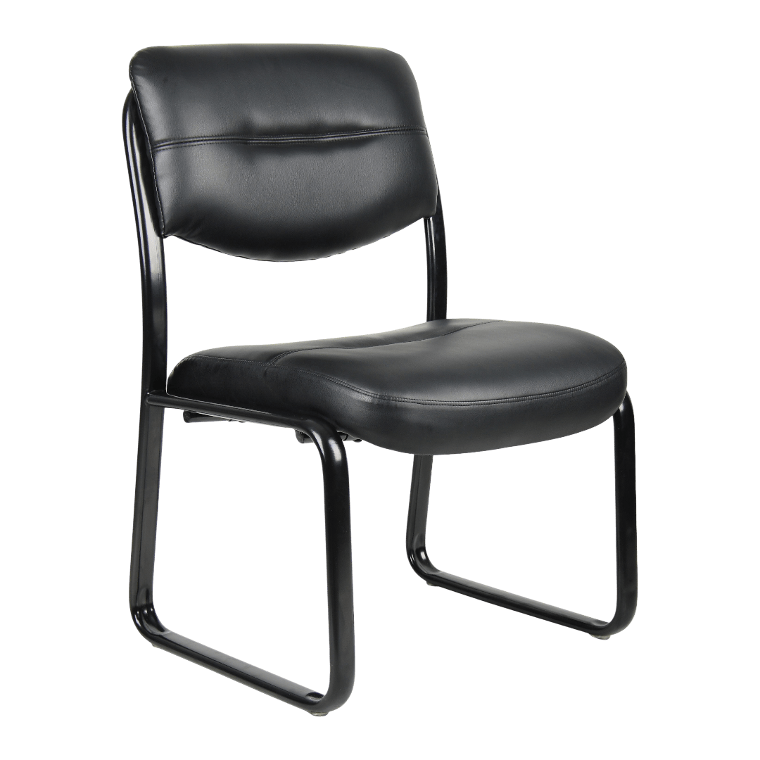 Boss Leather Sled Base Side Chair
