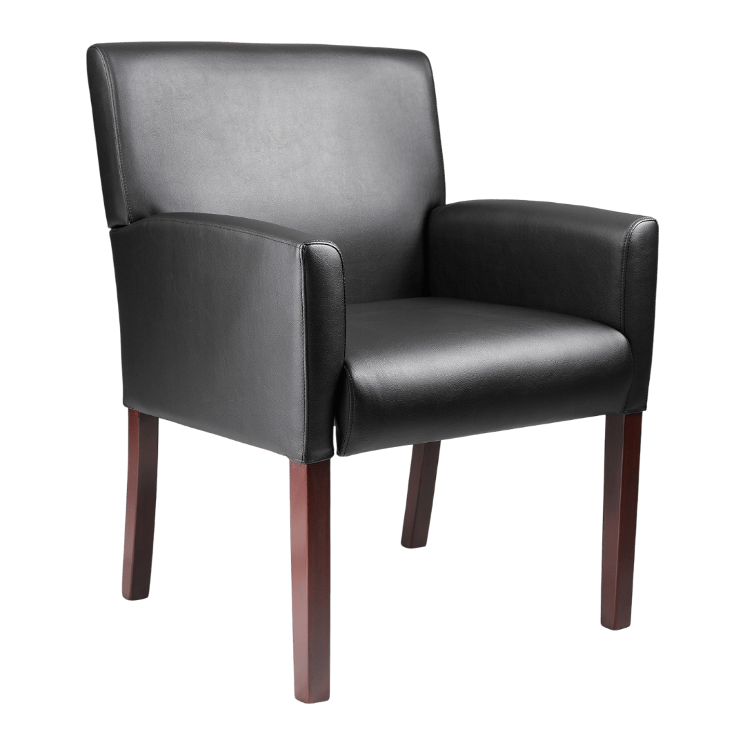 Boss Box Arm guest, accent or dining chair W/Mahogany Finish