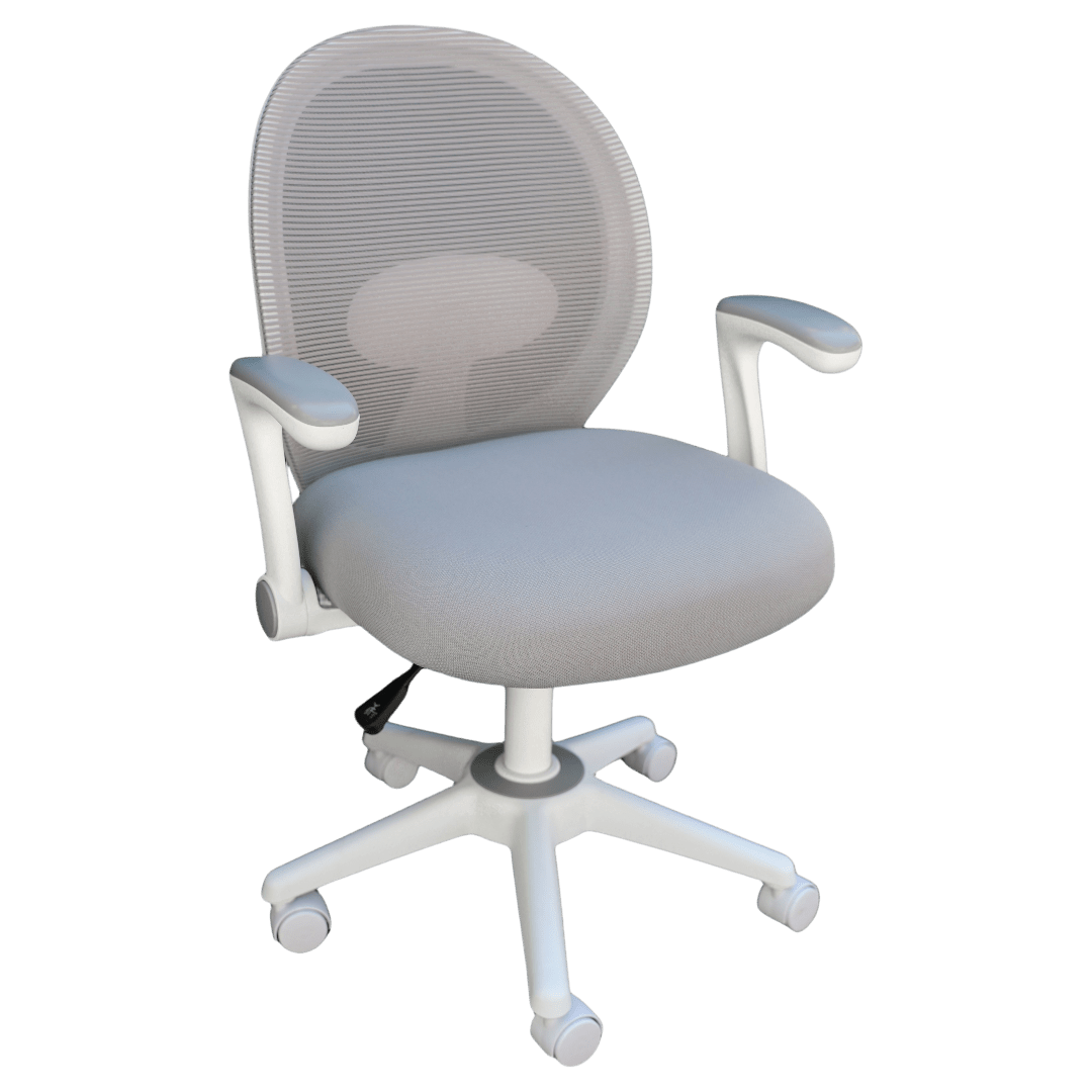 Boss Grey Mesh, Flip Arm, Task Chair, White Frame